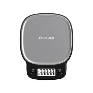 Plusluck High Precision 0.1g Digital Kitchen Scale 5kg Capacity 304 Stainless Steel with One-Click Peeling, Water/Milk/Lb Conversion, Non-Slip Foot Pad