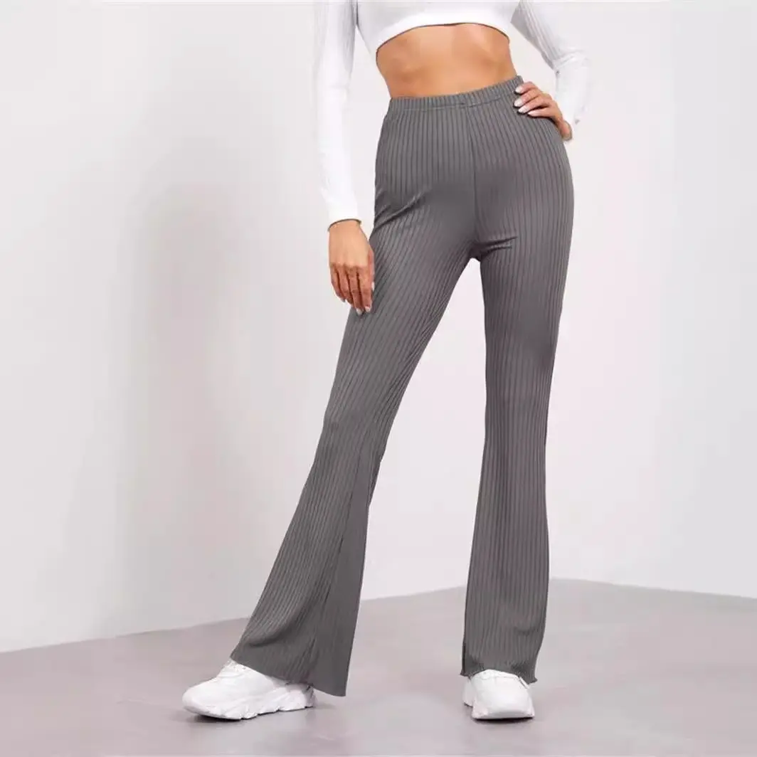 Yesfashion Women's High Waisted Ribbed Flare Yoga Pants - Slim Fit Knit Lounge Leggings, Flowy Comfy Slouchy Athletic Long Trousers LXX