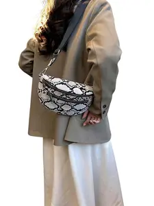 Trendy Snake Skin Crossbody Bag, Multifunctional Chest Bag, Adjustable Shoulder Strap, Perfect for Daily Shopping, Travel, Music Festivals