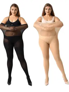 Women's Plus Size 2-Pack 20D Plain Color Pantyhose, Elegant Slim-Fitting All Season Stockings, Comfortable, Chic and Stylish Legwear