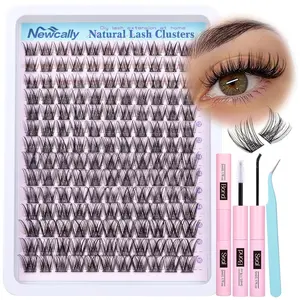 Lash Clusters Kit Natural Wispy DIY Eyelash Extension Kit 8-16MM Eyelash Clusters Kit D Curl Lash Extension Kit Thin Invisible Lash Band Individual Lashes Kit by Newcally