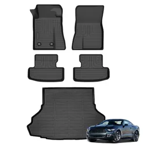 KEL Floor Mats for Ford Mustang 15-25, All Weather Protection TPE Duty Non-Slip Custom Automotive Cargo Liners, Front & Rear Row & Trunk Mats, Accessories, Waterproof, Easy to Clean, Eco-friendly Material, Safe and Durable, Perfect Fit.