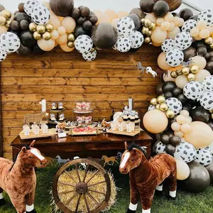 Western Cowboy Themed Decoration Balloon Garland Arch Kit, 62/101/104pcs Mixed Color Balloon Set,  Farm Themed & Birthday Party Decoration