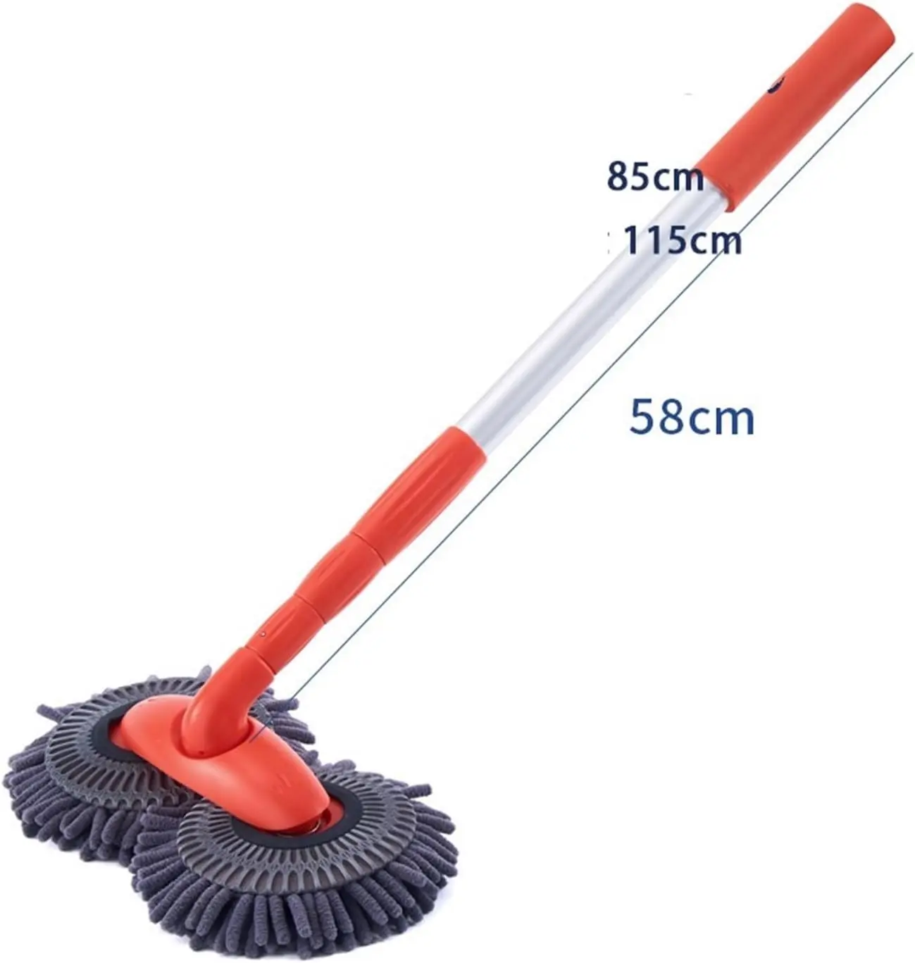Rotating Three-Section Telescopic Auto Accessories Car Wash Mop Auto Supplies Double Brush Head Roof Window Cleaning Maintenance(Mop)