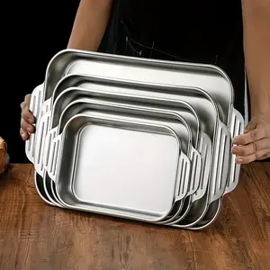 3-Piece Stainless Steel Baking Tray Set with Handles, Non-Stick Oven Safe, Multifunctional for Cookies Desserts Cakes, Kitchen Essential Tools