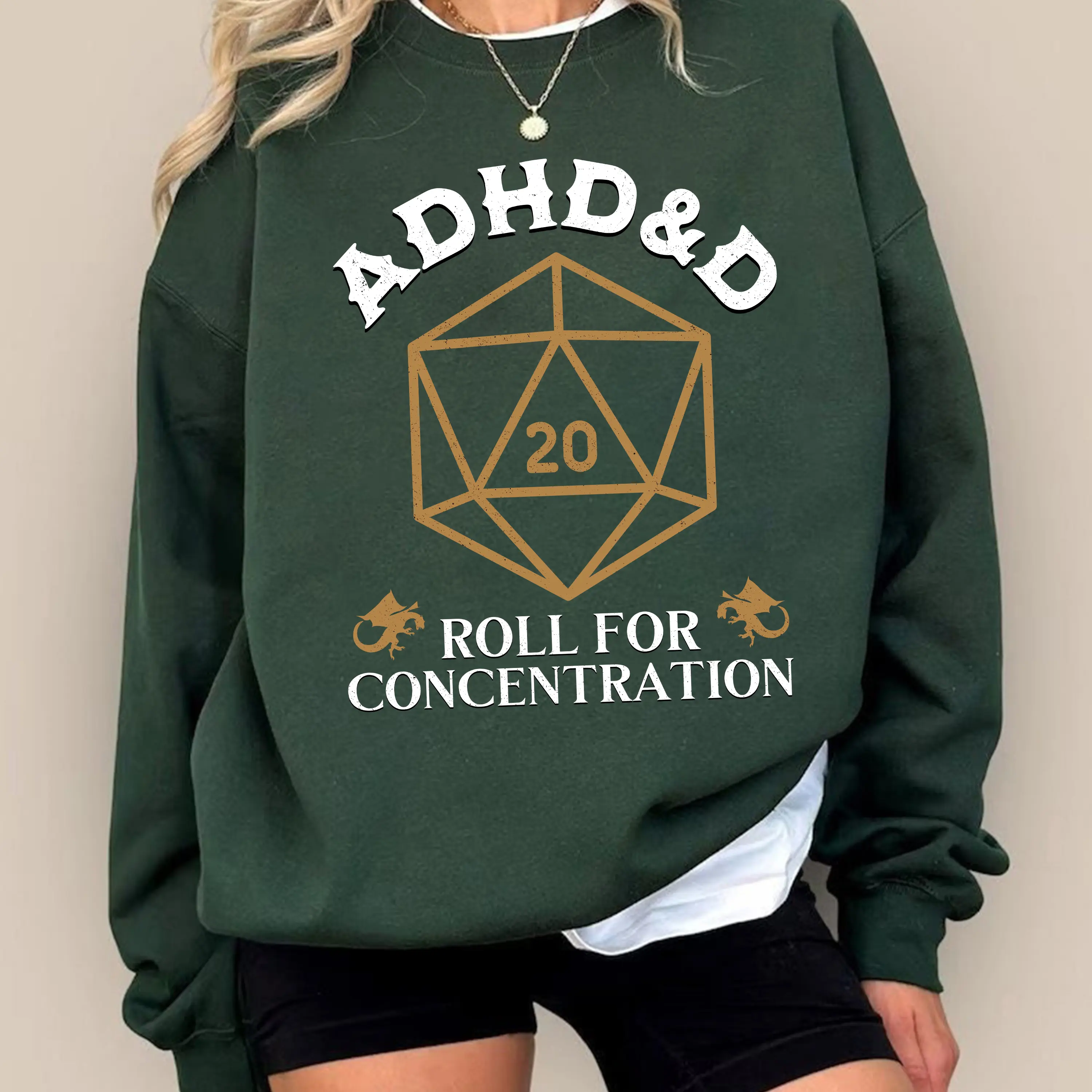 ADHD&D Roll for Concentration Shirt, ADHD Unisex Tee D&D NAT 20 TShirt, Dunge0ns and Drag0ns Sweatshirt, RPG Gift