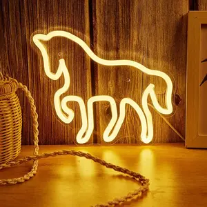 1pc of a Running Horse Warm White LED Neon Light Sign, Perfect for Home Wall Decoration, Bedroom Neon Light, Suitable for Rooms, Christmas & Birthday Parties, Gifts for Boys And Girls, LED Art Wall Decor, Home Decoration Lamp