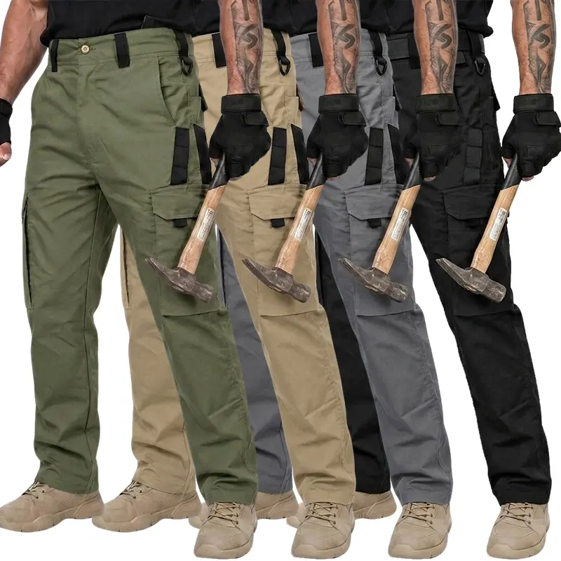 Homug Men's 4-Piece Anti-Snare Work Pants - Waterproof Belt Work Pants - Lightweight EDC Operator Tactical Practical Pants - Eight-Pocket Design