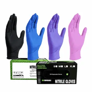 Nitrile Disposable Gloves Box of 100 Fully Textured Powder-Free Latex-Free Non-Sterile Smooth Finish for Cleaning Hand Rubber