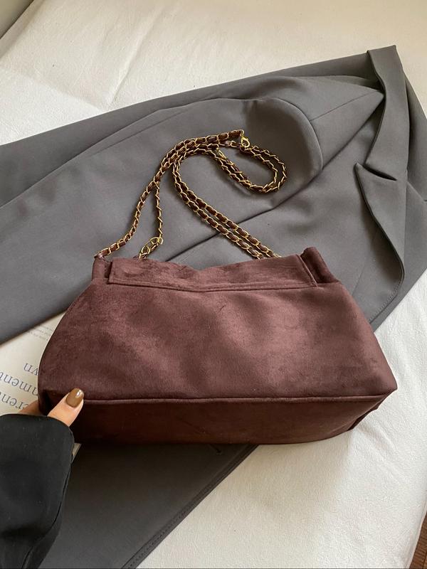 Women's PU Velvet Handbag, Retro Style Large Capacity Shoulder Bag, Magnetic Closure, Ideal for Office, School, Work, Travel, Outdoor