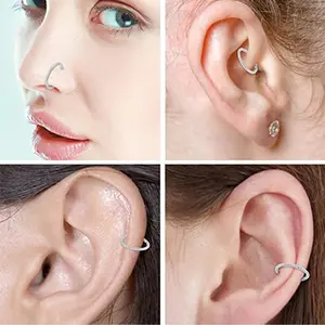 Titanium Triple Sided Micro Gem Hinged Nose Hoop Beauty Mark Jewelry