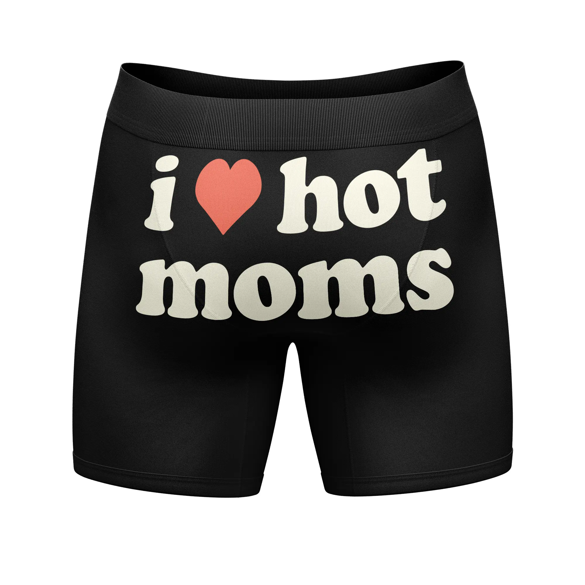 Mens Funny Boxers I Heart Hot Moms Sarcastic Graphic Underweat for Men Funny Graphic Boxers Mother's Day  Funny Sarcastic  Mens Novelty Boxer Briefs Black - I