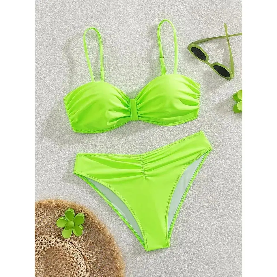 Vzvn Fashion Sexy Solid Brazil Bikini Women Split Swimsuit Beach Bikini 2026 New All Season Backless Bandage Bikinis 2 Piece Set