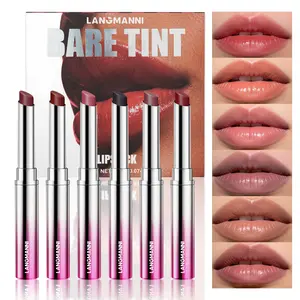Glossy Hydrating Moisturizing Lip Balm Tint 6 Colors Buildable Sheer Lipstick with Slanted Tip Enriched with Vitamin E Beeswax Honey for All-Day Moisture