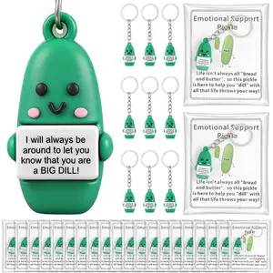 75 Pcs Inspirational Pickle Keychain Gifts Set Include 25 Mini Rubber Pickle Keychains 25 Motivational Card 25 Package Bags Positive Emotional Gifts for Employee Coworker Staff Teacher Team Friends