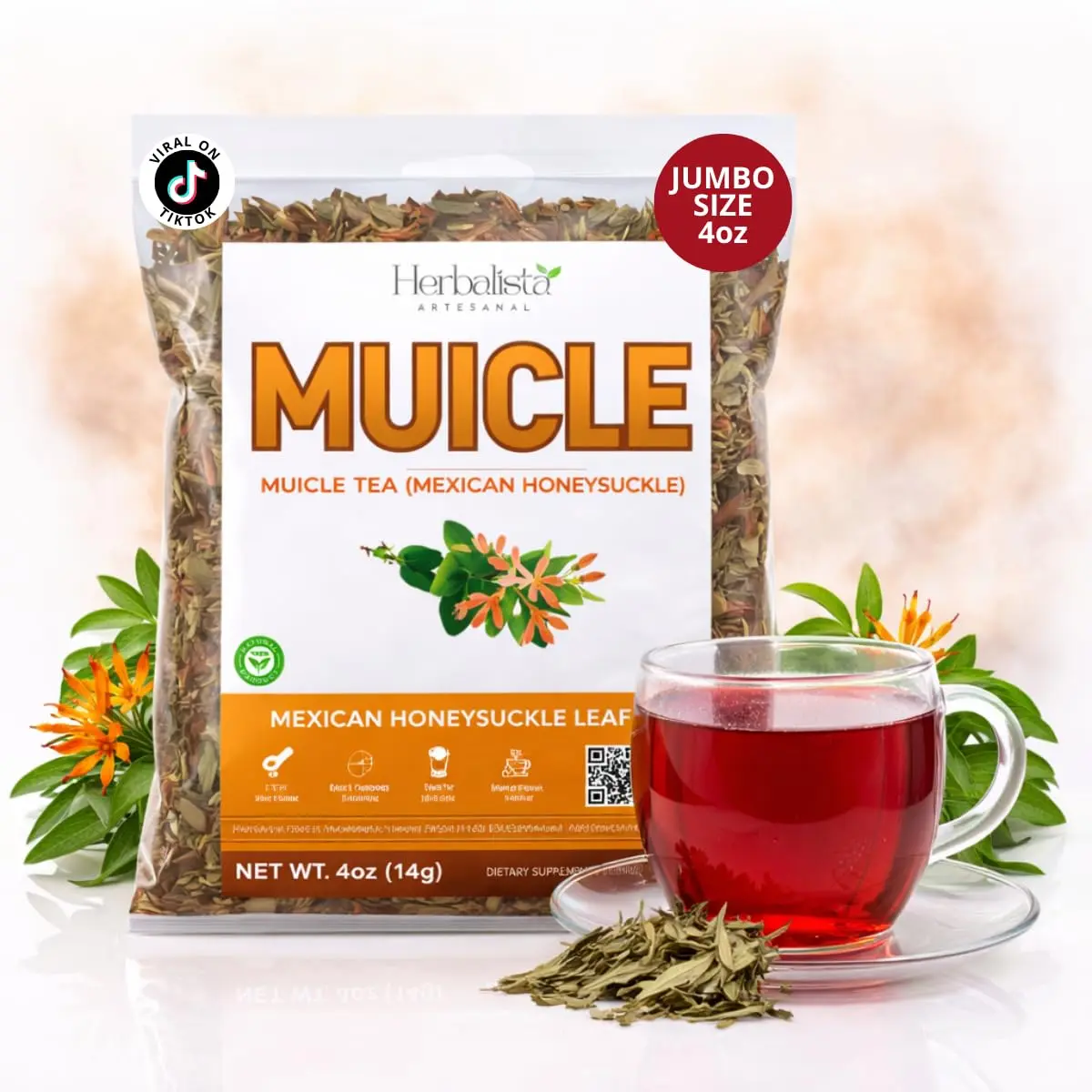 Herbalista - Viral 4oz (114g) Muicle (Sangre de Cristo) Herbal Tea - Premium Mexican Honeysuckle Teaa | 100% All-Natural Loose Leaf| Non-GMO Mexican Herbal Tea Wildcrafted.