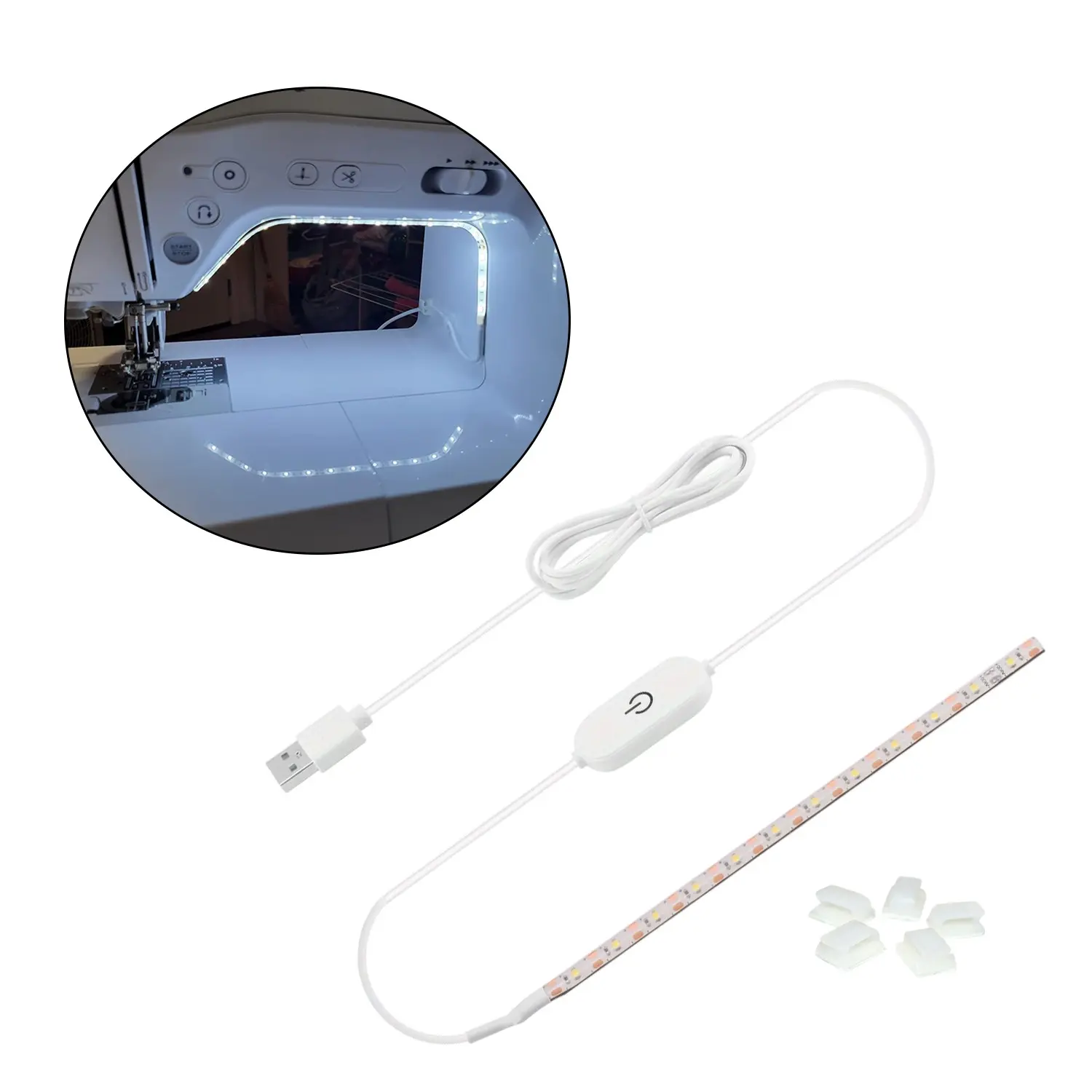 A 5V USB-powered 11.81-inch flexible sewing machine lamp, white light LED sewing lamp strip, mirror fill light. Suitable for all sewing machines.