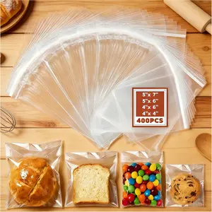 400 count Cookie Bags for  Giving, Self Sealing Cellophane Bags 4x4 Inches, 5x7, 4x6, 5x6 inches, lear Resealable Cellophane Bags Self Adhesive Individual Cookie Bags for Packaging | Resealable, Self Sealing