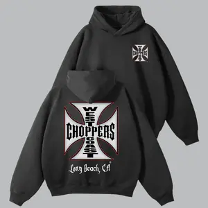 West Coast Choppers Hoodie – Vintage Motorcycle Club Hoodie, Long Beach CA Biker Pullover, Retro Streetwear for Men & Women