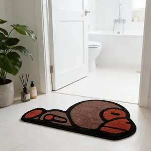Creative Monkey Pattern Bedroom Rug, Animal Print Rug, Non-Slip Living Room Mat, Bathroom Shower Mat, Home Decor, Street Style Carpet