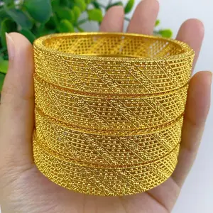 Luxury Dubai Charm 24k Gold Plated Bangles For Women Men Arabic Bridal African Indian Bracelet Nigerian Wedding Hand Jewelry