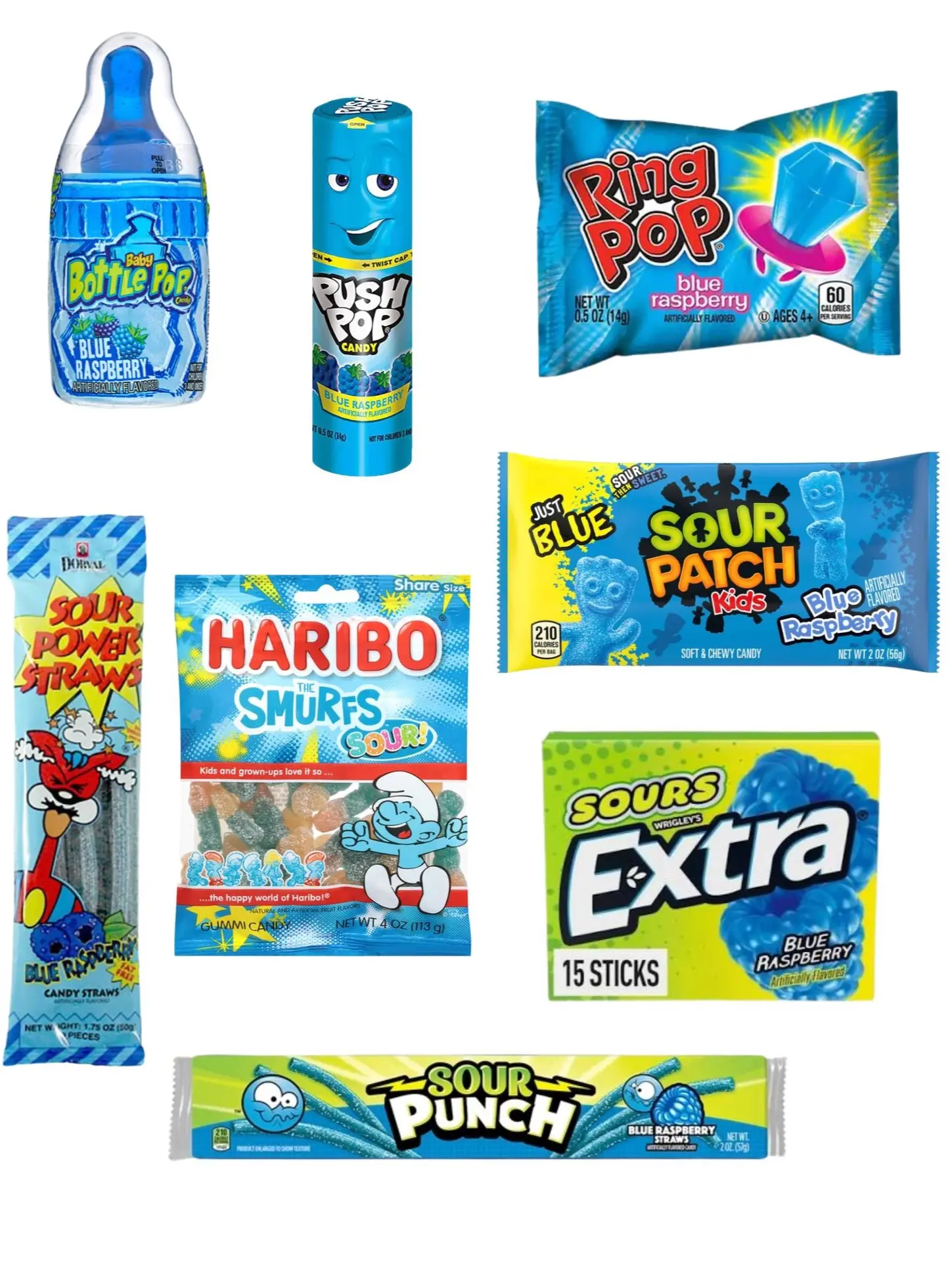 Blue Bliss Razz' Deluxe Sweet & Sour Candy Pack (8 Individually Wrapped Candies)