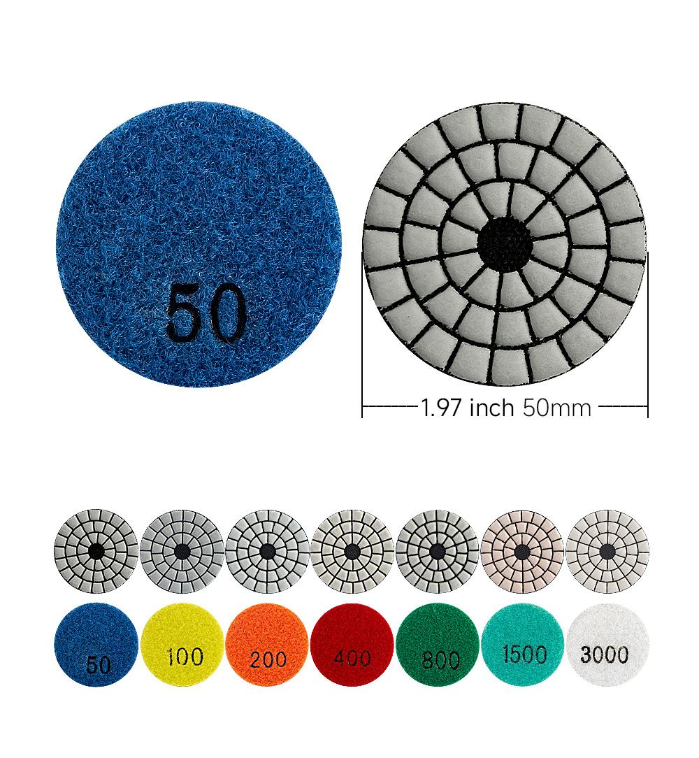 LOZLIN 8PCS/Set 2" Diamond Dry Grinding Pads - Marble Granite & Stone Polishing & Restoration Tools for Angle Grinding Wheel 50-3000 Grit Abrasive Sheets
