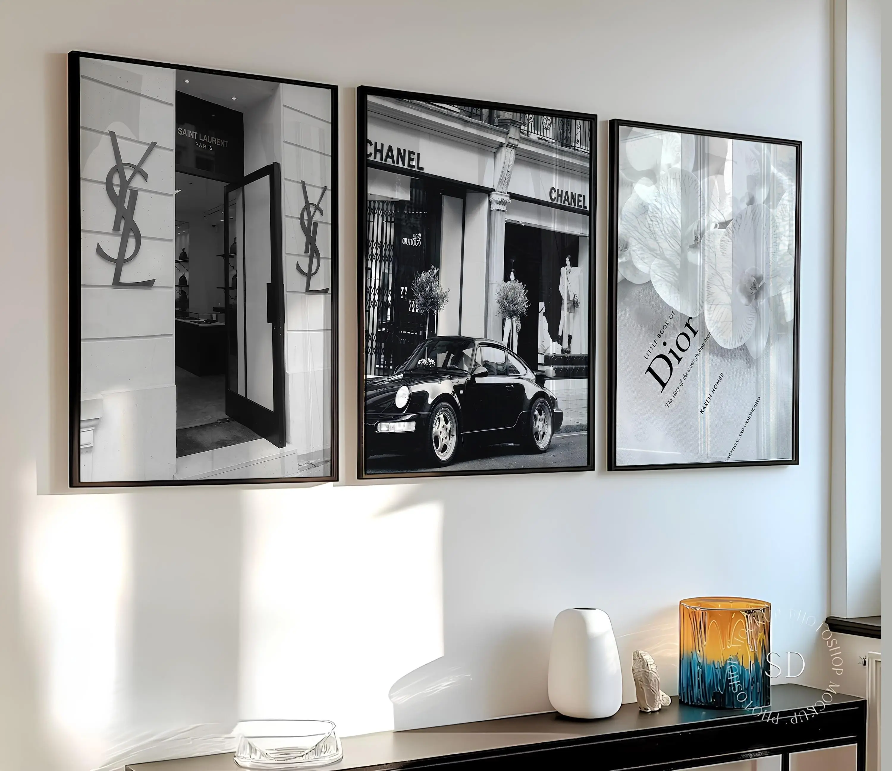 [UNFAMED] SET OF 3 Luxury Fashion Wall Art | High fashion luxury print | Vintage black and white artwork