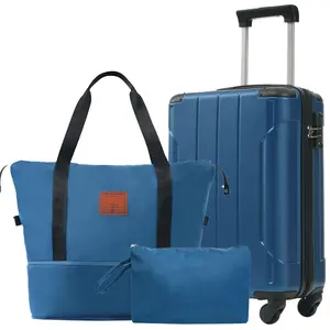 Hardshell Luggage Sets 3 Piece Carry-on Suitcases with Wheels, TSA Lock for Men Women, Blue (20in) Travel Trolley