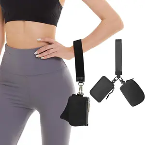 Dual Pouch Wristlet Keychain Wallets for Women with 2 Detachable Zipper Coin Purse - Small and Portable Mini Card Wallet for Women Men Black+Black