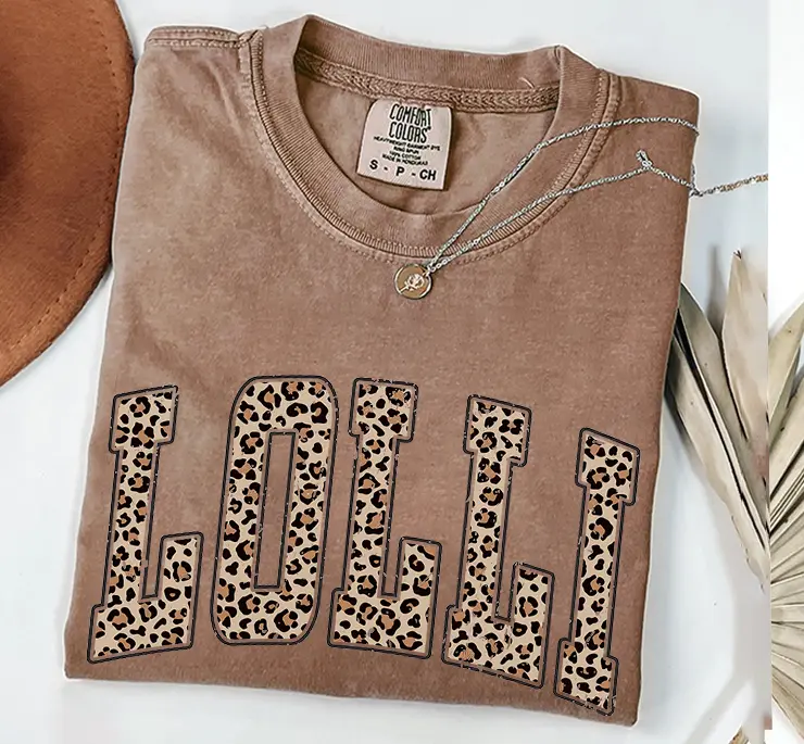 Comfort Colors Lolli Leopard Print Shirt, Cute Grandma Name Tee, Gift for Lolli from Grandkids, Cozy Aesthetic Oversized Women Top, Comfort Colors Tee