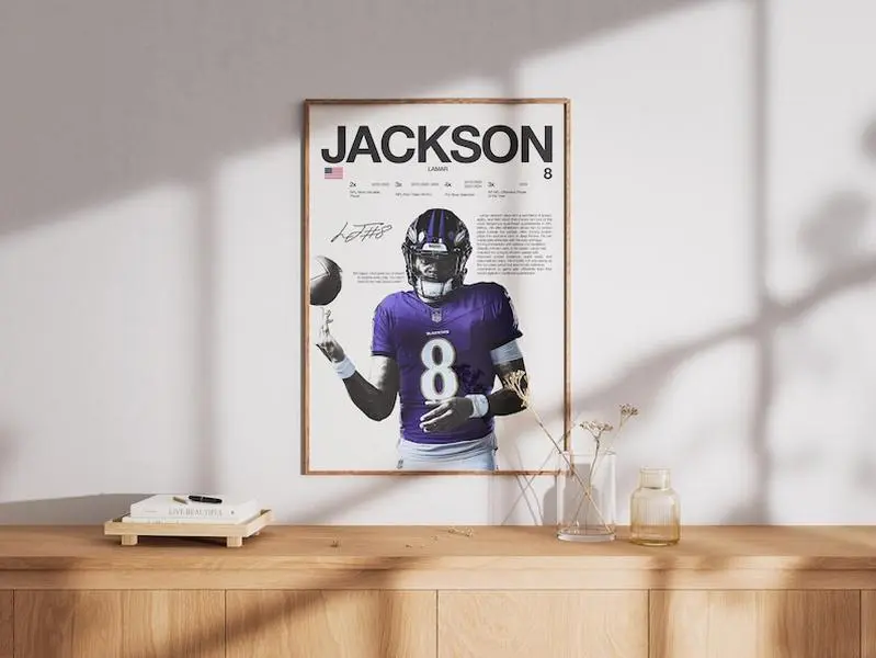 Lamar Jackson Poster, NFL Wall Print, Football Poster , NFL Poster Print, Sports Decor, Baltimore Ravens Poster, NFL Football Gift