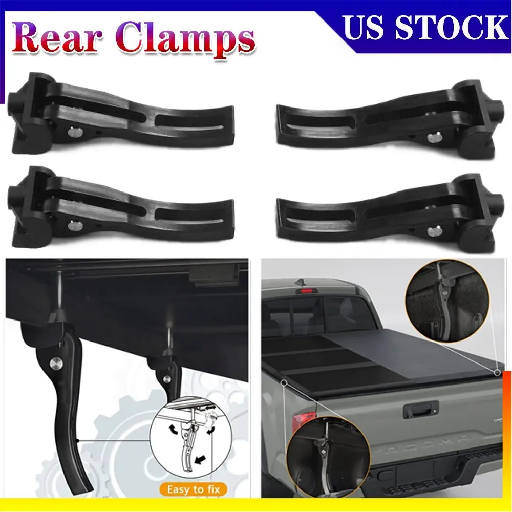 4pcs Plastic Ram Tonneau Cover Rear Clamps, Universal Replacement Parts for Most Hard/Soft Tri-Fold & Quad-Fold Tonneau Covers, Most Hard Tri-Fold & Hard Quad-Fold & Soft Tri-Fold & Soft Quad-Fold Tonneau Cover, Car Replacement