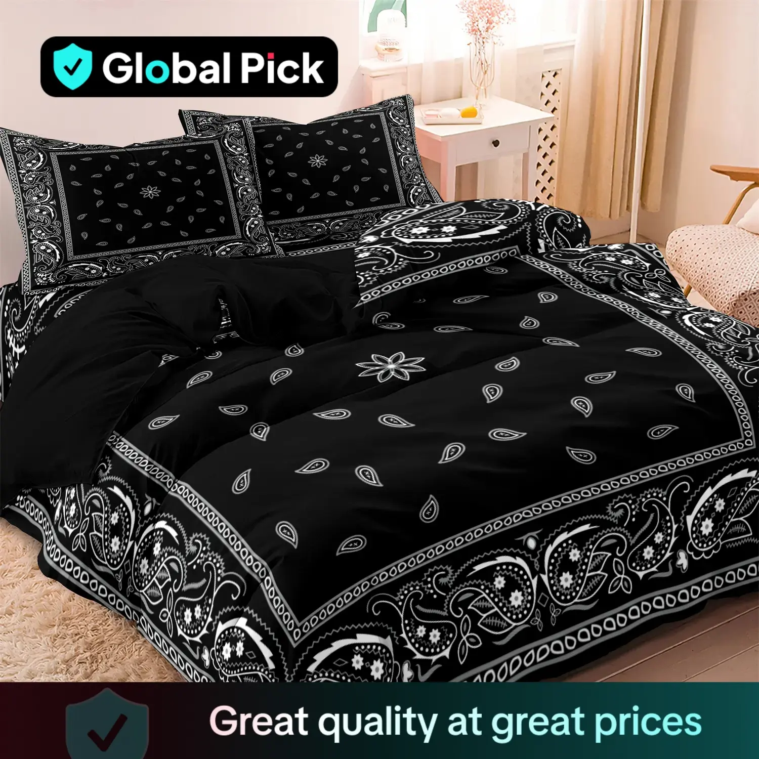 Mandala Floral Pattern Duvet Cover Set, 3 Counts/set Including 1 Duvet Cover & 2 Pillowcase without Filler, Soft Comfortable Bedding Set for Home Bedr