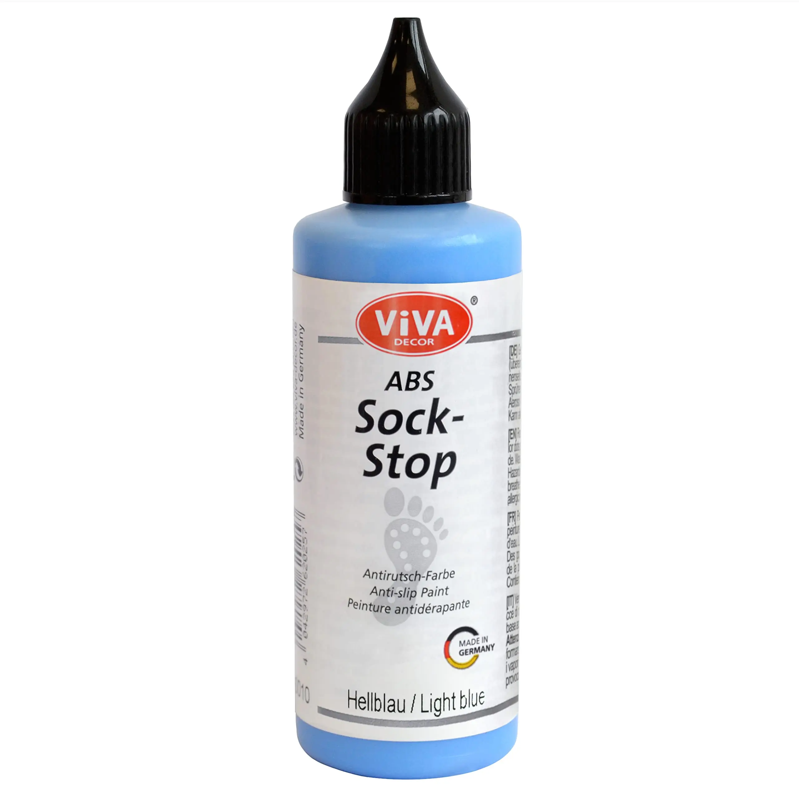Viva Decor ABS Sock Stop (2.77 Fl oz, Light Blue) - Fabric Paint for Non-Slip Socks, Bath Mats & More - Latex-Free, Water-Based, Washable - For Grip Socks DIY
