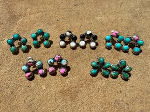 Naja Stone Sterling Silver 925 Stud Earrings