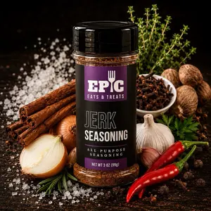 Epic Eats & Treats Jerk Seasoning Blend - Gluten Free Vegan Zero Calories Low Sodium All Purpose Spice for Grilling Baking Frying Flavor Chicken