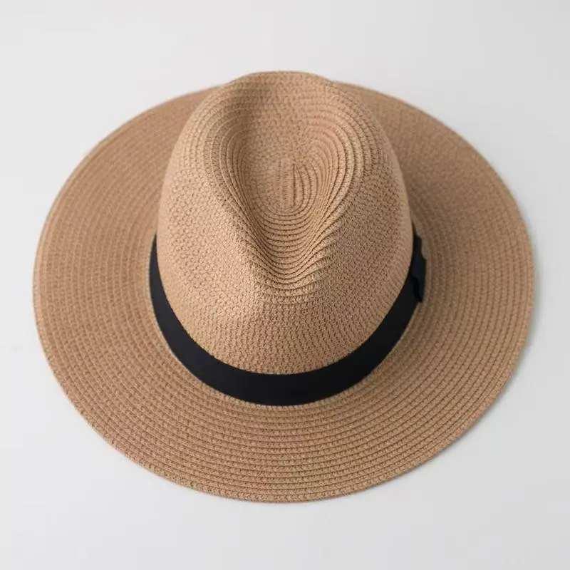 Unisex Straw Fedora Panama Hat Summer Sun Short Brim Floral  display picture 1