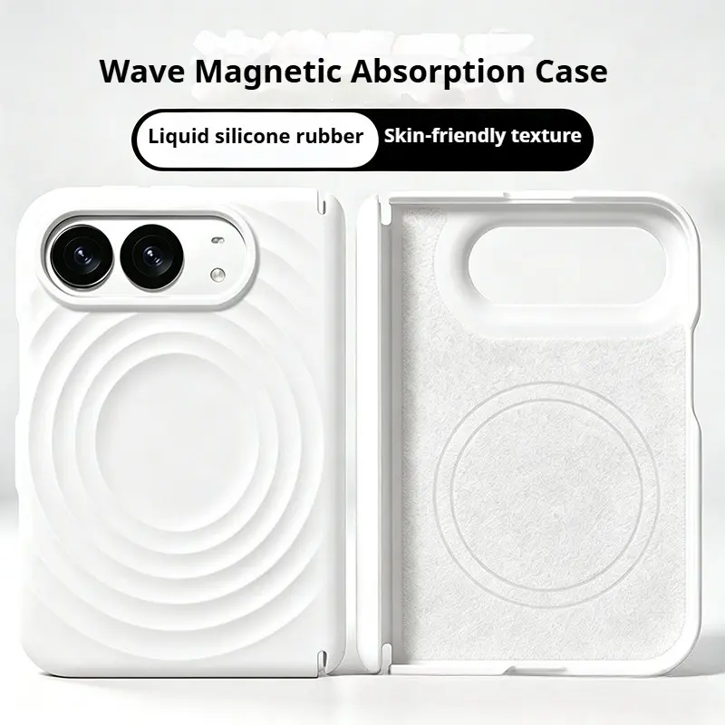 Liquid Silicone MagSafe-Compatible Case for Apple iPhone 17 Pro & Foldable iPhone Duo, Dual-Axis Hinge Full-Wrap Protection, Soft-Touch Ripple Texture, Shockproof Magnetic Cover with iPhone18 Cargador Compatibility Phone,iphone duo case