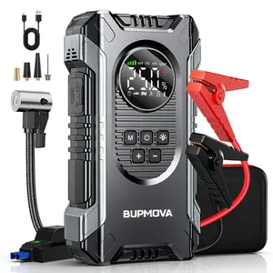 BUPMOVA Portable Car Jump Starter 12V 6000A Peak Power Smart Clamps LED Light for 10L Diesel & All Gas Engines Ultra-Compact Emergency Kit