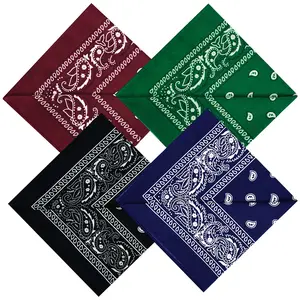 4 Pack 21 Inch Multi-Purpose Bandana, Polyester Square Handkerchief Scarfs Headband Face Mask for Men and Women