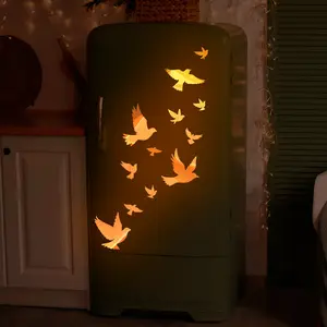 Large Glow-in-the-Dark Bird Silhouette Wall Decals, Vibrant Orange Removable PVC Stickers, Self-Adhesive Animal Art for Bedroom, Living Room & Kids Room Decor