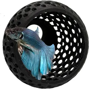 Bulb Hide 2.0 Rest Fish Tank Ornament Large Aquarium Cave with Suction Cup for Small Fish Tank Fish Habitat Shrimp Hideout Large Aquatic Decor (Stealth Black)