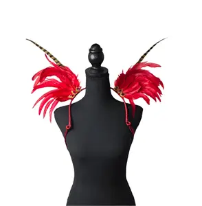 Red Carnival Small Feather Collar Wings