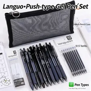 10-Pack Christmas Themed Click Pens Set, 0.5mm Ink, Fast-Drying Smooth Writing, Ideal for Students Exams & Holiday Notes