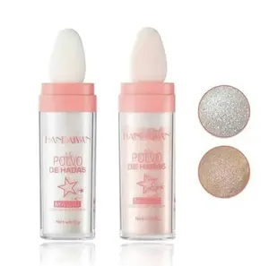 Shimmering Highlighter Powder with Soft Makeup Sponge Head, Long-Lasting Pearly White & Pink Finish, Body Highlighter, Nose Contouring & Facial Highlighting Stick for Parties – Trending Beauty Product