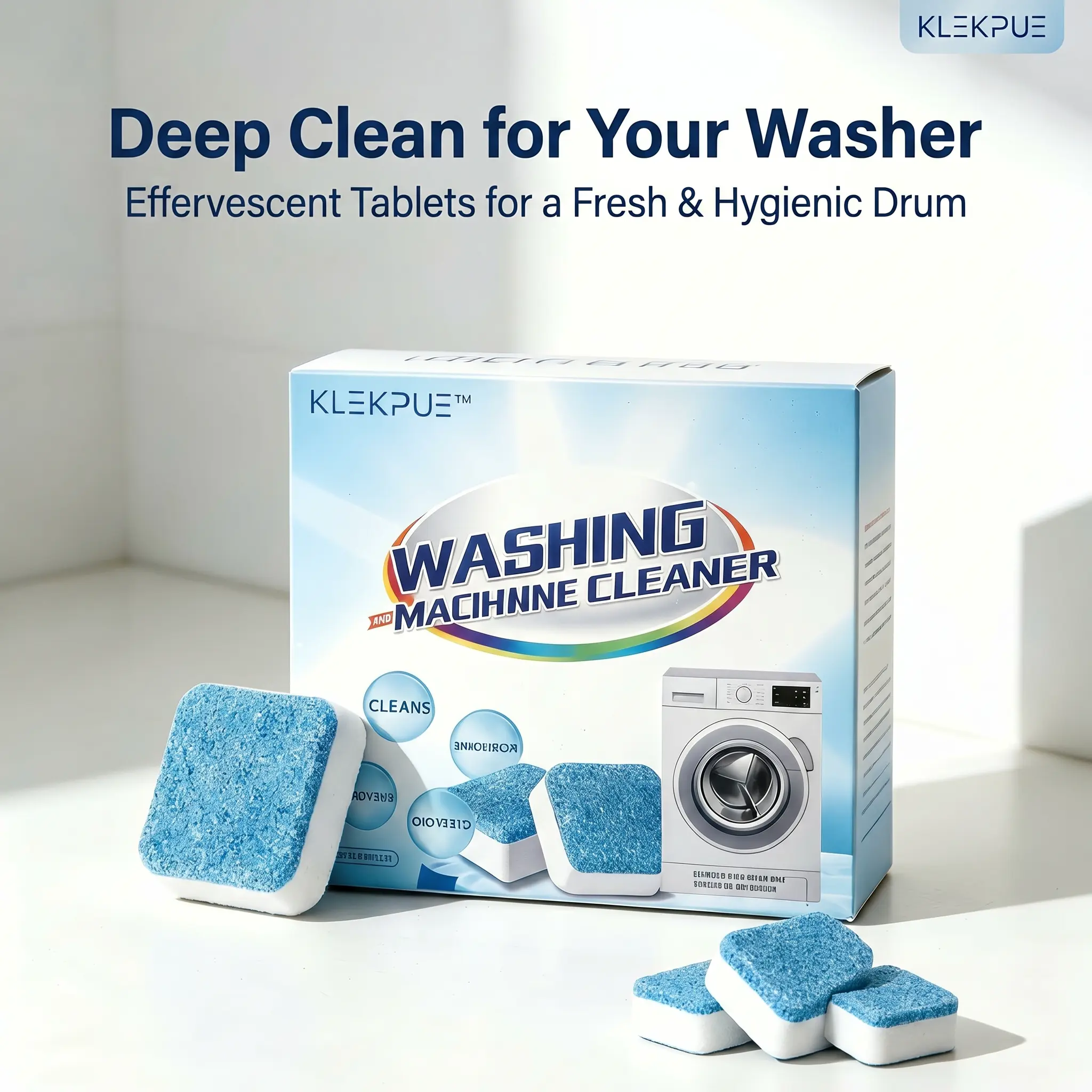 Washing Machine Cleaner Tablets 12 pack Powerful Descaler -Deep Cleaning for Front Loader & Top Load Washer Septic Safe Eco-Friendly Deodorizer Clean Drum & Laundry Tub Seal