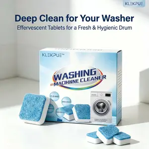 Washing Machine Cleaner Tablets 12 pack Powerful Descaler -Deep Cleaning for Front Loader & Top Load Washer Septic Safe Eco-Friendly Deodorizer Clean Drum & Laundry Tub Seal