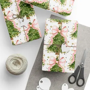 Gift Wrap Roll | Bow Ribbon Stripe in Pink & Red | Wrapping Paper Wrapping Papers for Birthdays, Christmas, Holidays, Gift for Fans, Gift for Girl, Birthday Gift