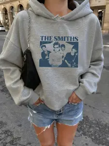 Autumn Winter “smiths Band Vintage Print Hoodie”, Casual Long Sleeve Drawstring Women’s Hooded Sweatshirt, Fitted Letter Pattern